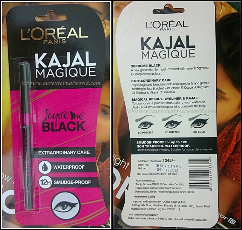 L'oreal Paris Kajal Magique Review & Swatches New Kajal Pencil