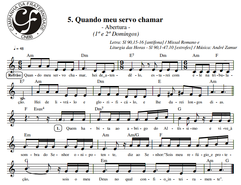 Cantos para Missa Missa do dia 25/02/2017 2º Domingo da Quaresma