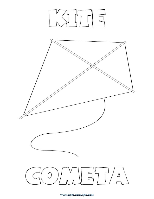 Dibujos Inglés - Español con C: Cometa - Kite