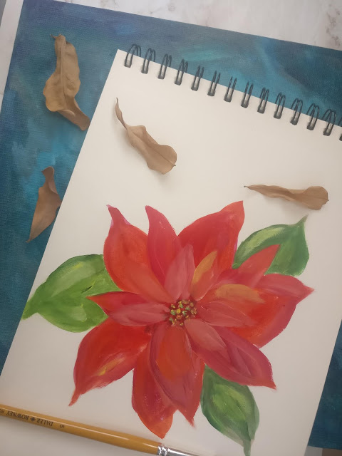 red floral handpainted christmas flower