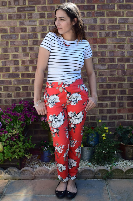 What Cat Says - What Cat Wore | Red Florals & Striped Tees