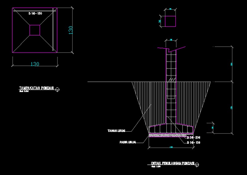 Gambar Kerja Detail Pondasi File Dwg Kaula Ngora