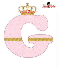 Abecedario Rosa con Corona. Pink Alphabet with Crown.