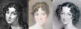 Left: Lady Jersey from The Illustrated Belle Assemblée (1844)  Centre: Miniature shown above © Jayne Parkes  Right: Lady Jersey from a print on display at Osterley Park