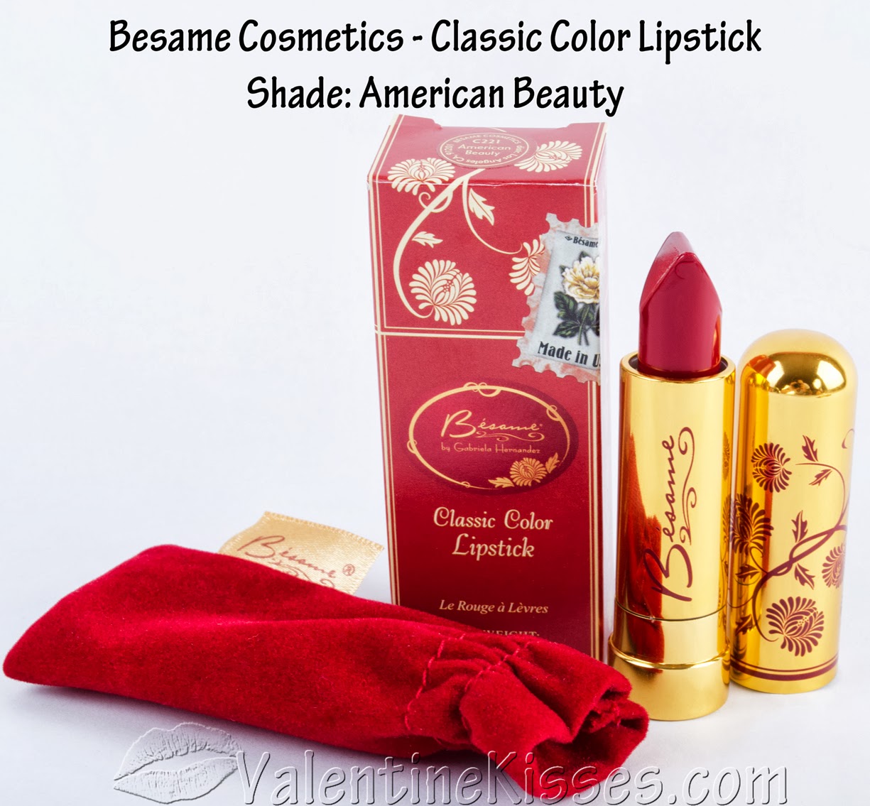 Valentine Kisses Besame Cosmetics Classic Color Lipstick & Lipstick
