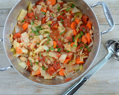 Cabbage & White Bean Stew, another easy, healthy vegetable soup ♥ AVeggieVenture.com. Very Weight Watchers Friendly. Vegan. Gluten Free.