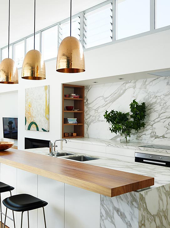 Wood and marble open kitchen design by Arent&Pyke, photo by Anson Smart