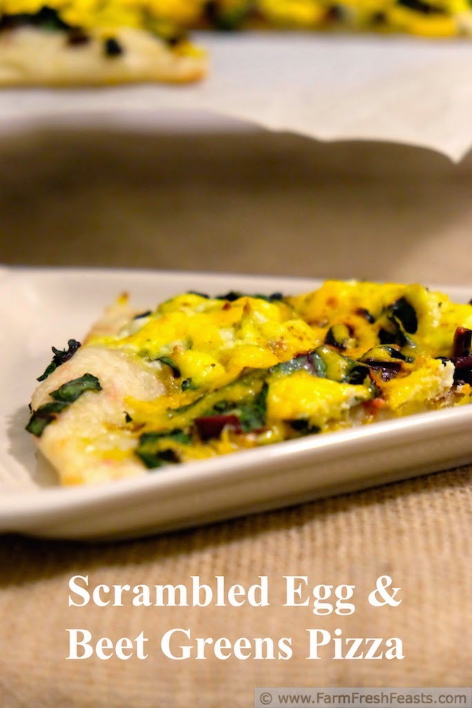 Farm Fresh Feasts Scrambled Egg & Beet Greens Pizza