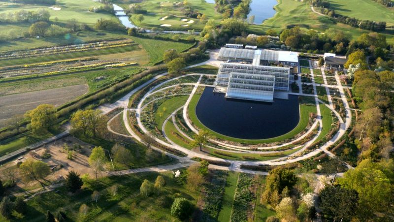 vista aérea de los jardines de la Real Sociedad de Horticultura británica (RHS) en Wisley