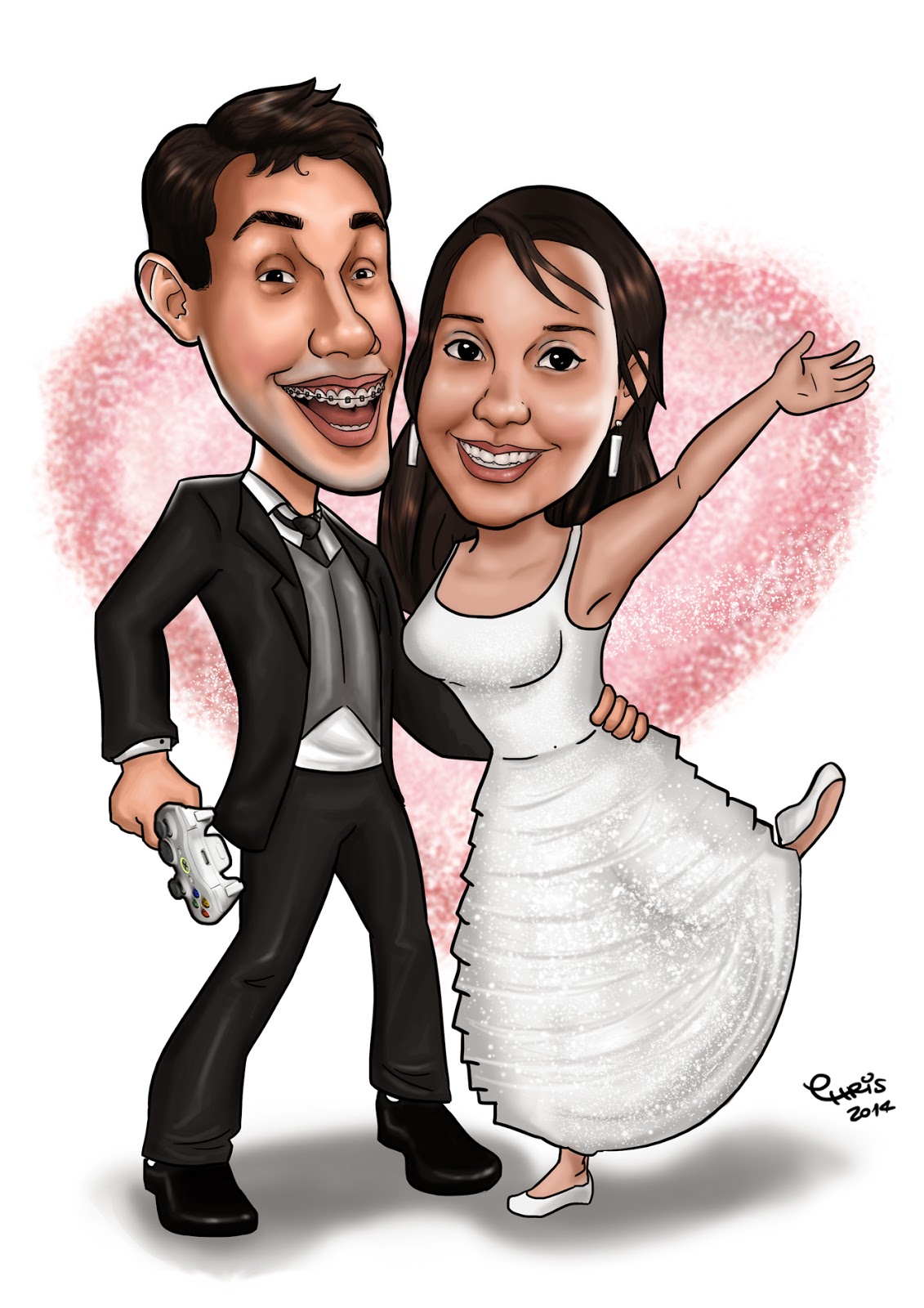 caricatura convite casamento