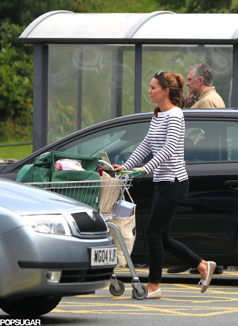 Catherine ,Duchess of Cambridge was spotted shopping at the local market on the island of Anglesey