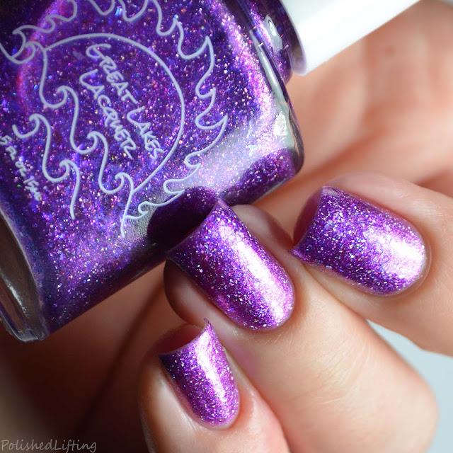 purple nail polish with holo flecks