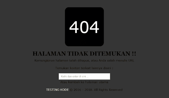 Membuat Halaman Error 404 Not Found di Blog - Tutorial Blogger