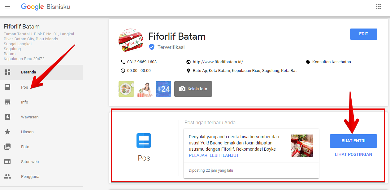 Setting Google bisnis Setting Google bisnis
