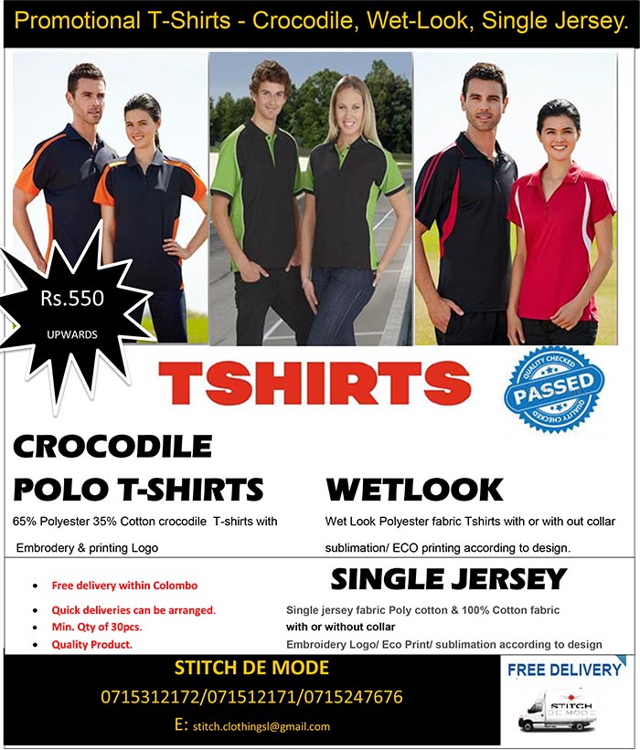 Promotional T-Shirts - Corocodile, Wet-look, Single Jersey.