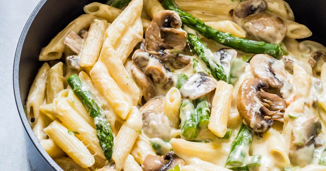 IC Friendly Recipes Asparagus Mushroom Pasta