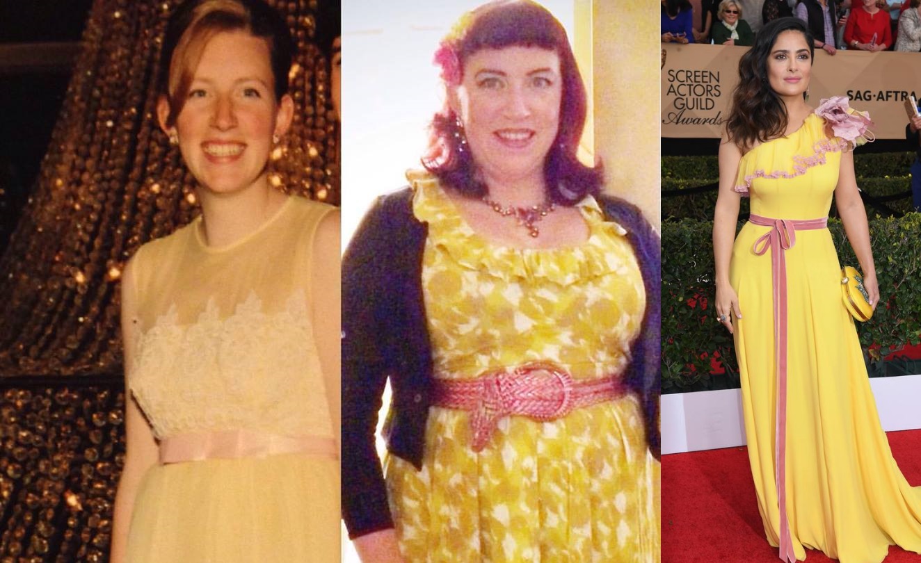 "B*tch Stole My Look!" Yellow Dress with Pink Accessories and Sash How