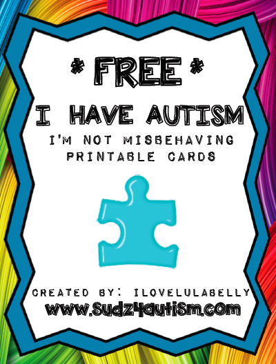  SUDZ4AUTISM FREE Printable Autism Cards