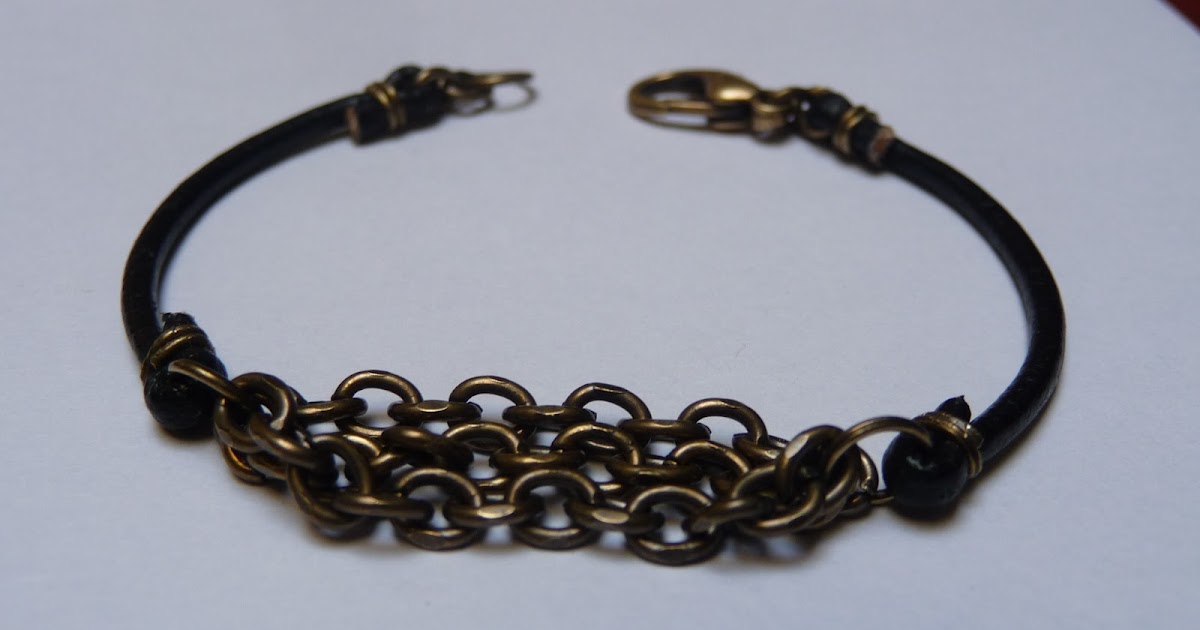 Beads and Stuff: Leather cord and metal chain bracelet (tutorial)