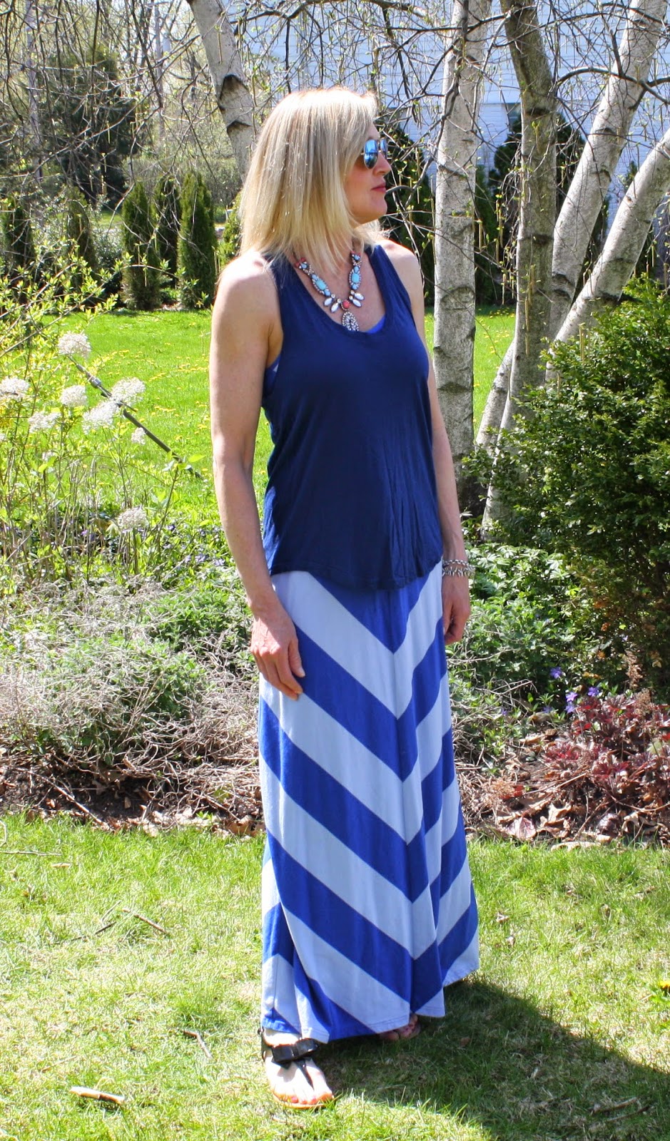 Blue chevron maxi dress 