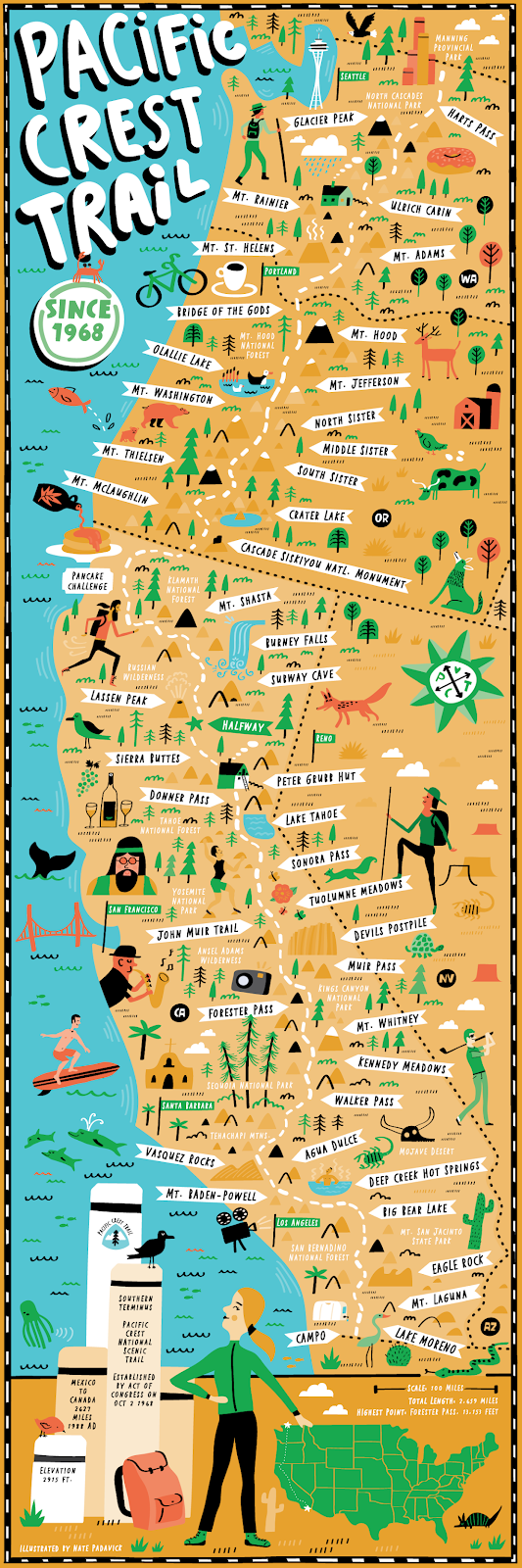 I Draw Maps Illustrated Maps of - Pacific Crest Trail Map By Nate Padavick Promo