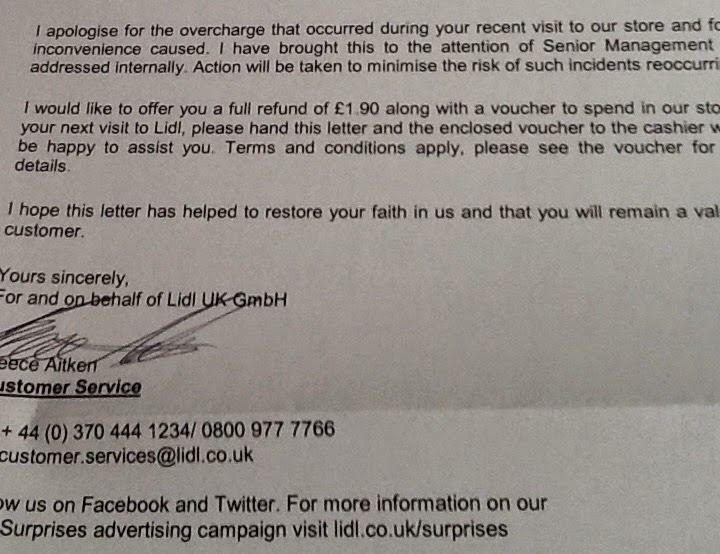 Frugal in Bucks Lidlcustomer service