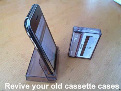 DIY cellphone stand from old cassette cover