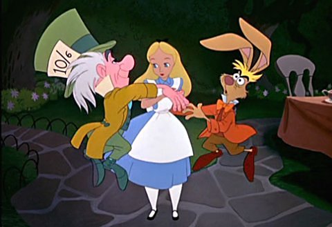 Alice at tea party Alice in Wonderland 1951 animatedfilmreviews.filminspector.com