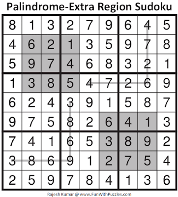 Answer of Palindrome-Extra Region Sudoku Puzzle (Fun With Sudoku #362)