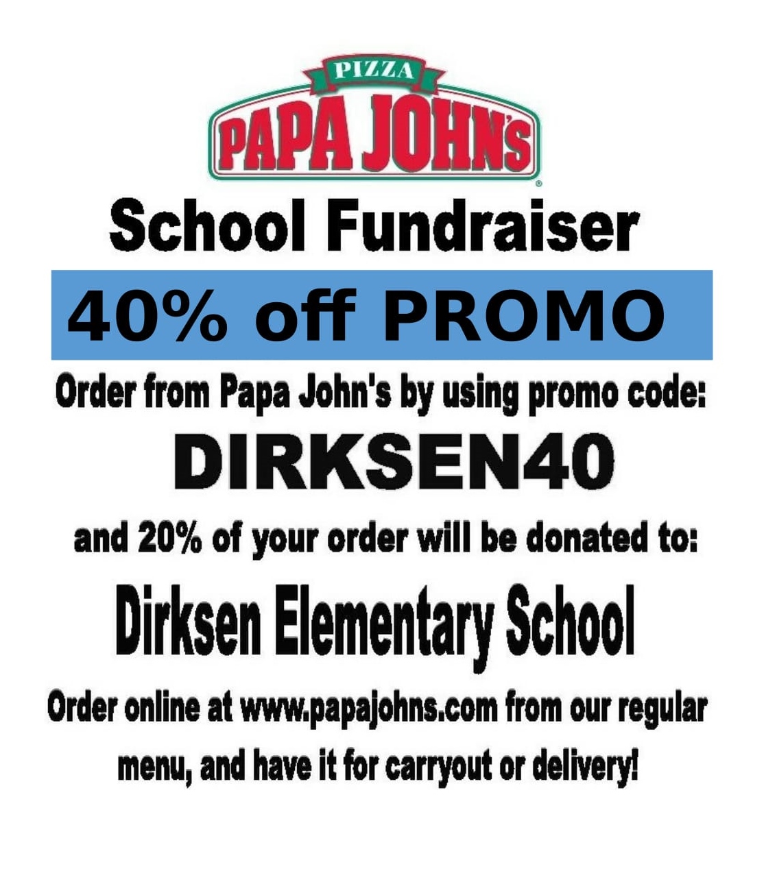 Pizza Code Papa John's 40 percent off