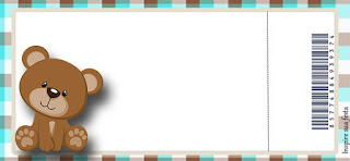 Bear in Brown and Light Blue: Free Printable Invitations, Boxes and Free Party Printables. Bear in Brown and Light Blue Free Printable Invitations, Labels or Cards.