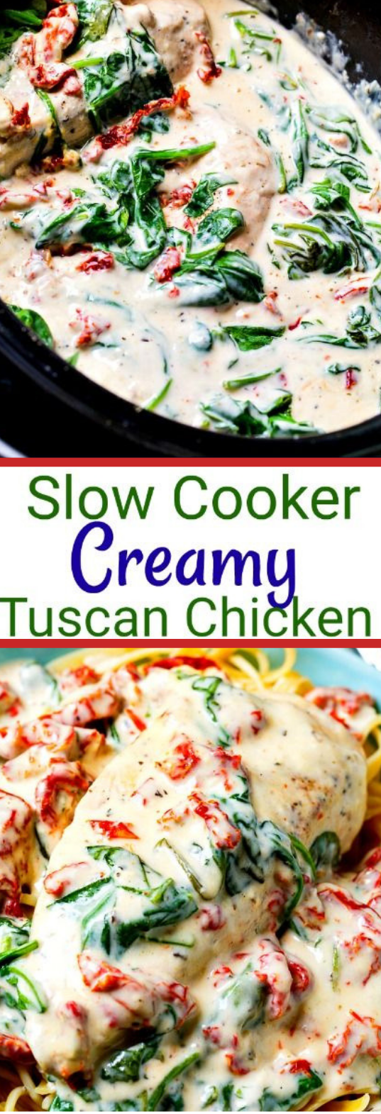 Slow Cooker Creamy Tuscan Chicken #dinner #tuscan
