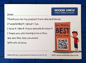 Wicked Uncle Toy Shop thank you card