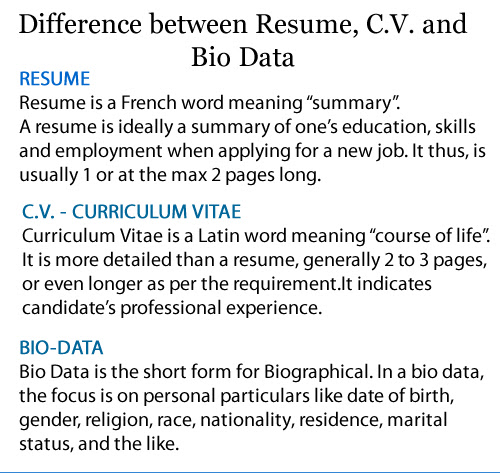 C v curriculum cv resume vitae