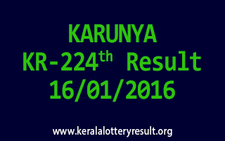 KARUNYA KR 224 Lottery Result 16-01-2016