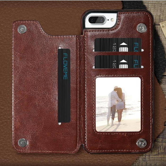 Retro Business Leather Multi-Card Holder iPhone Case