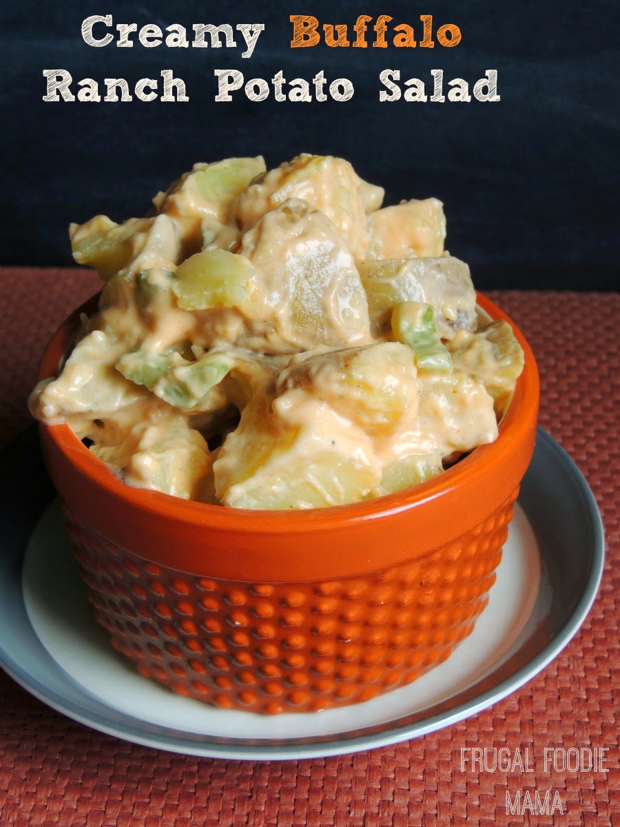 Traditional potato salad gets a game day makeover in this Creamy Buffalo Ranch Potato Salad.