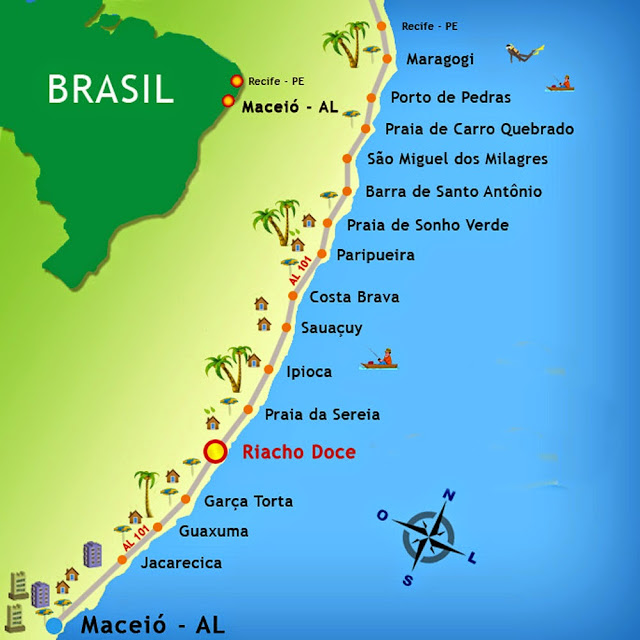 Mapa do Litoral Norte de Alagoas
