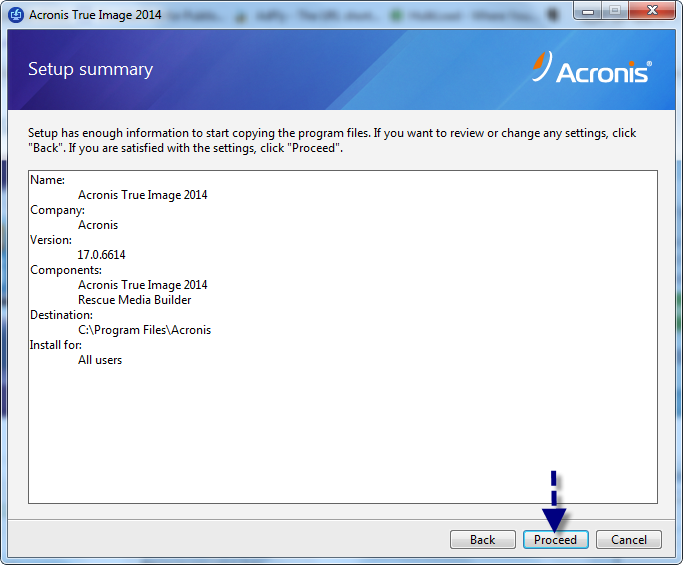 running acronis true image 2014 from boot up