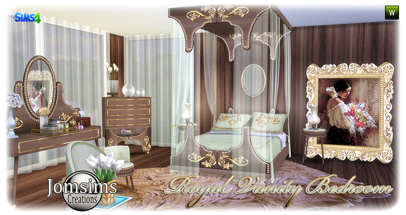 Sims 4 CC's - The Best: Royal Vanity Bedroom Set by JomSims