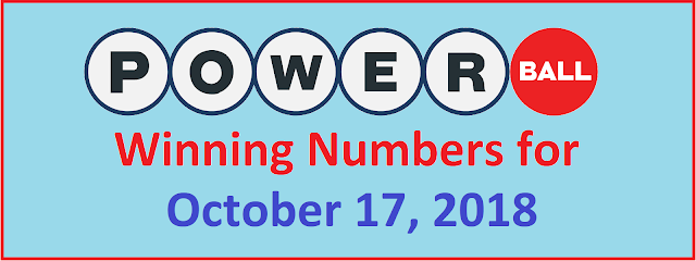 PowerBall Winning Numbers for Wednesday, 17 October 2018