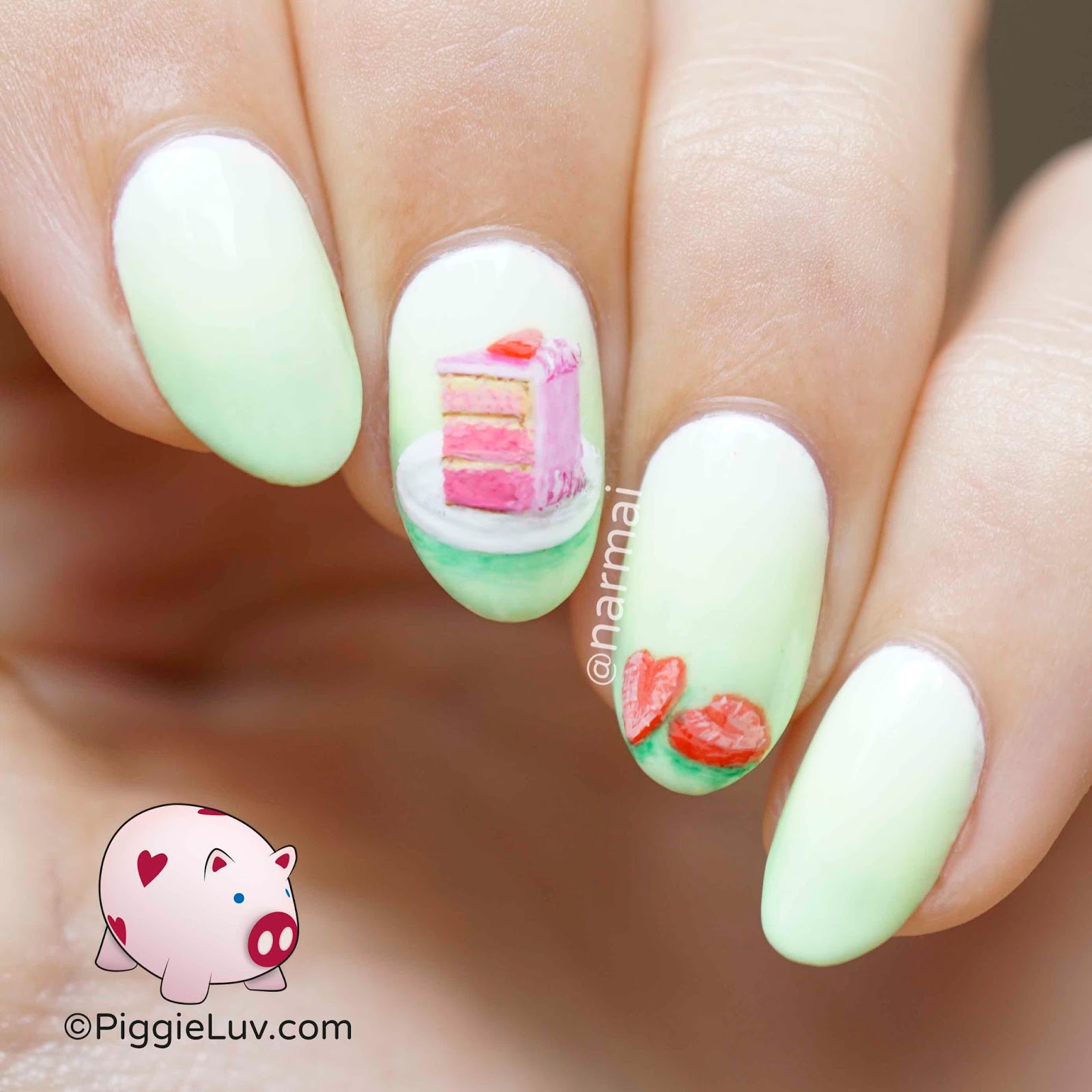 PiggieLuv Piece of cake nail art