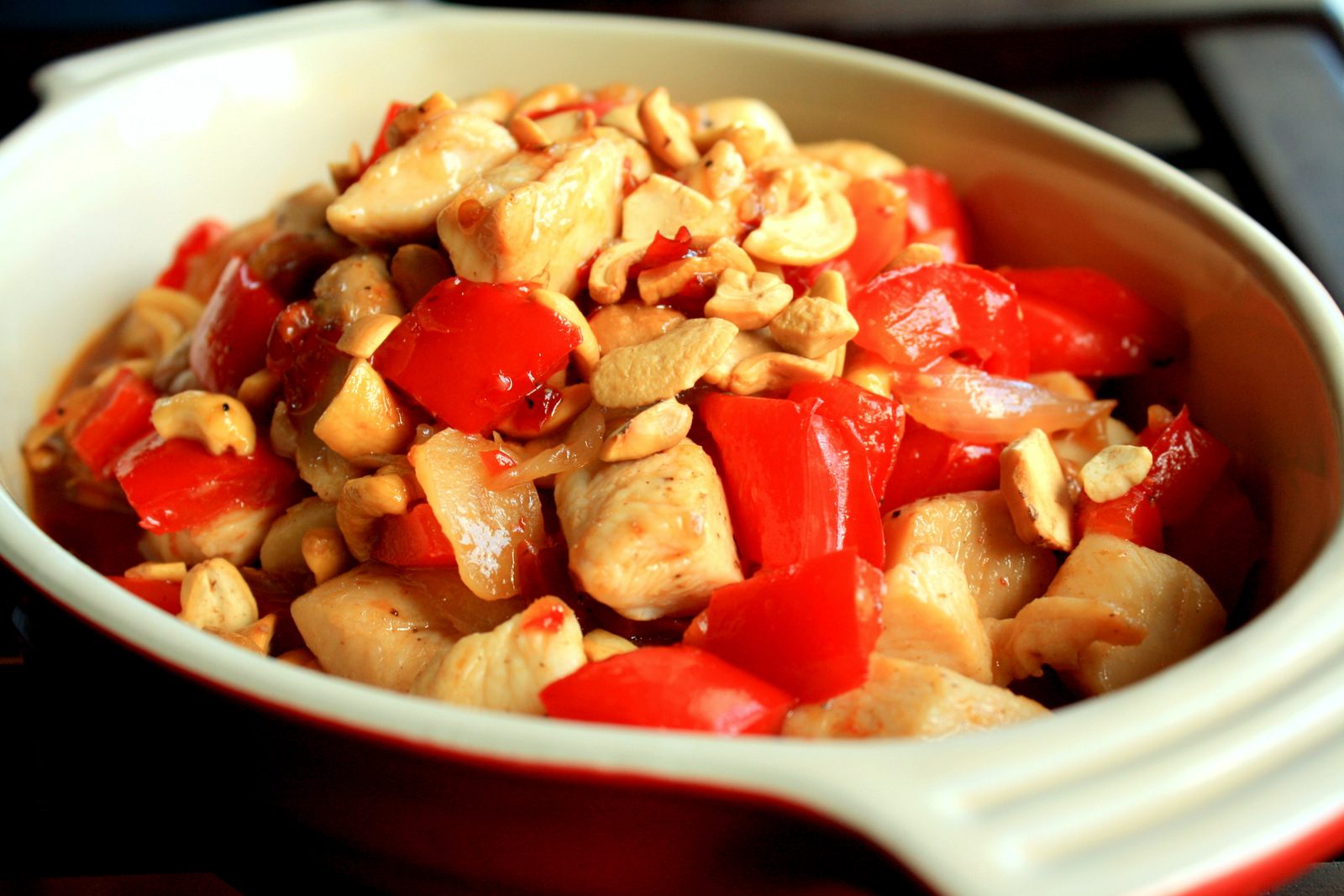 Chicken, Cashew Nuts and Red Peppers in Sweet Chili Sauce