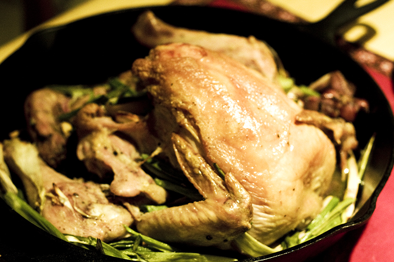 Ovenroasted ramp chicken with cardamom