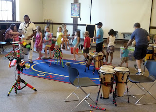 Tony Fonseca leads the all hands drumming workshop