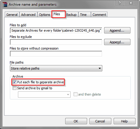 Tai archive name and parameters