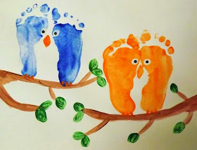 Owl footprint art for kids.
