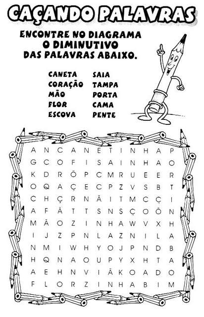 Exercícios com Aumentativo e Diminutivo.