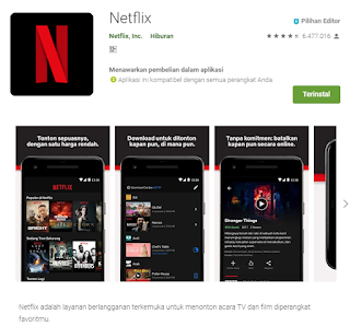 Aplikasi Netflix di Google Playstore