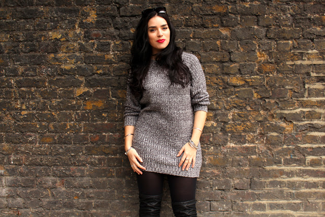 Emma Louise Layla in cosy grey knitwear - London fashion blogger